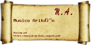 Musics Arikán névjegykártya